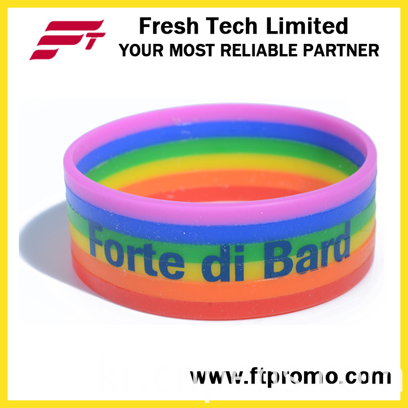 2016 Hot Selling Rainbow Silicone Wristband with OEM